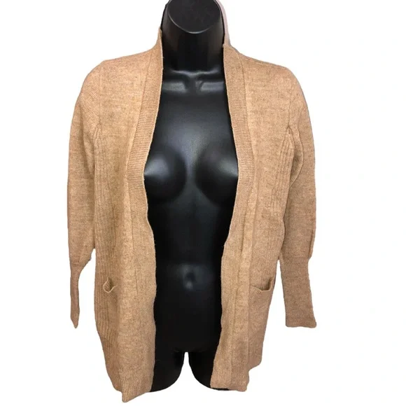 Crew Long Open Front Camel/Tan Cardigan Sweater- S